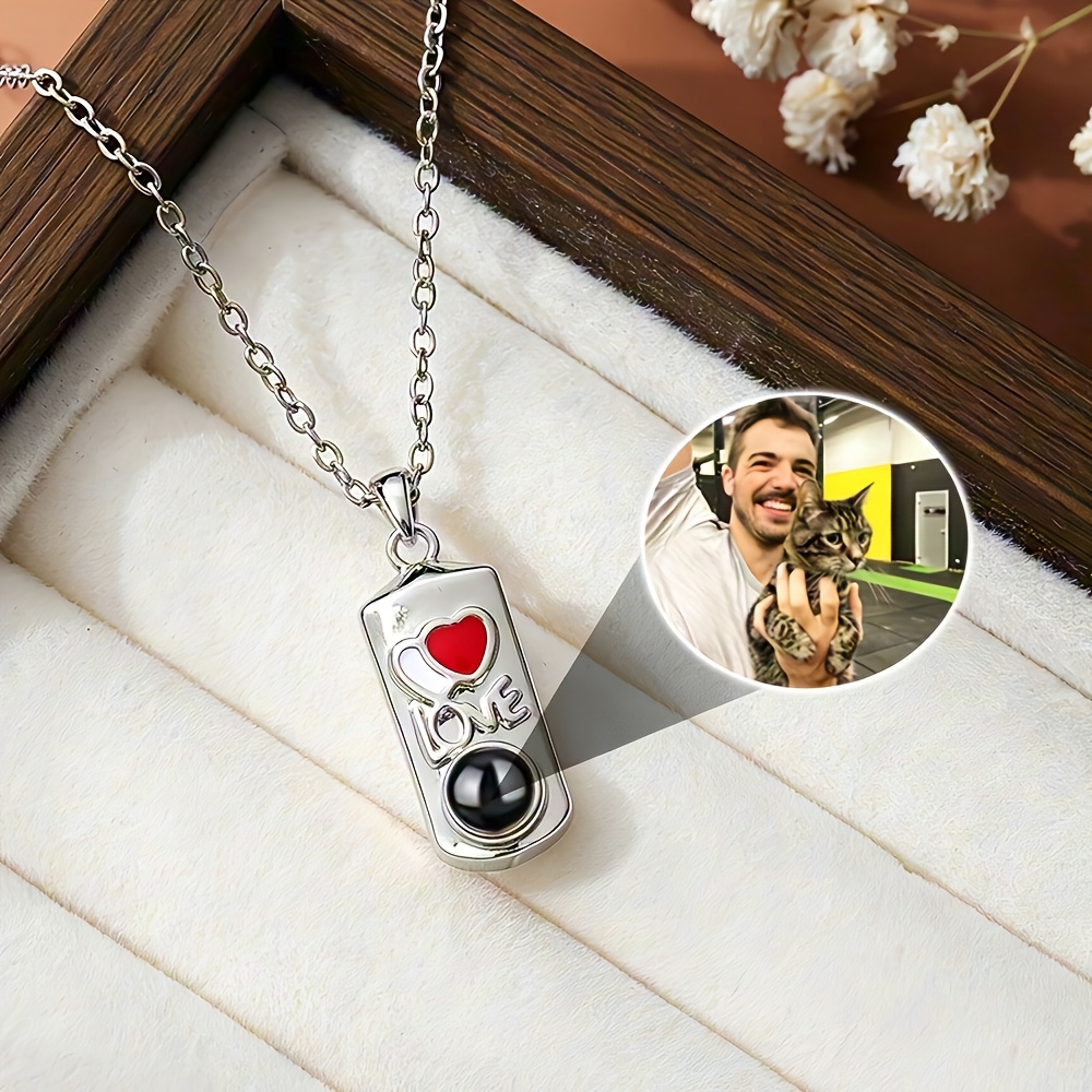 Custom Photo Stainless Steel Heart Shaped Projection Necklace